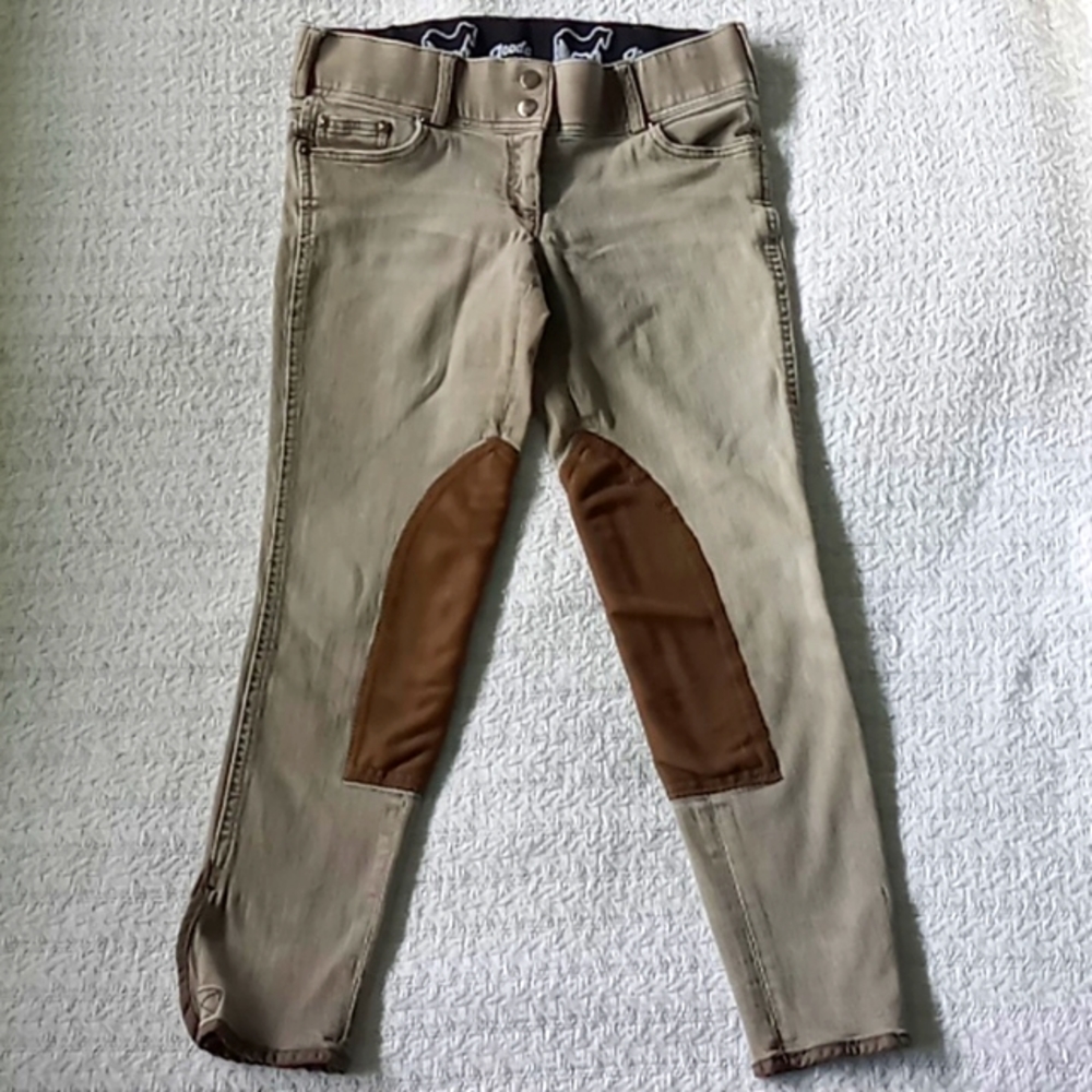Goode Rider Embroidered Rear Pocket Riding Pants Breeches Size 26R Tan - Picture 5 of 16